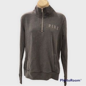 PINK Dark Grey 1/4 Zip Pullover Size Small